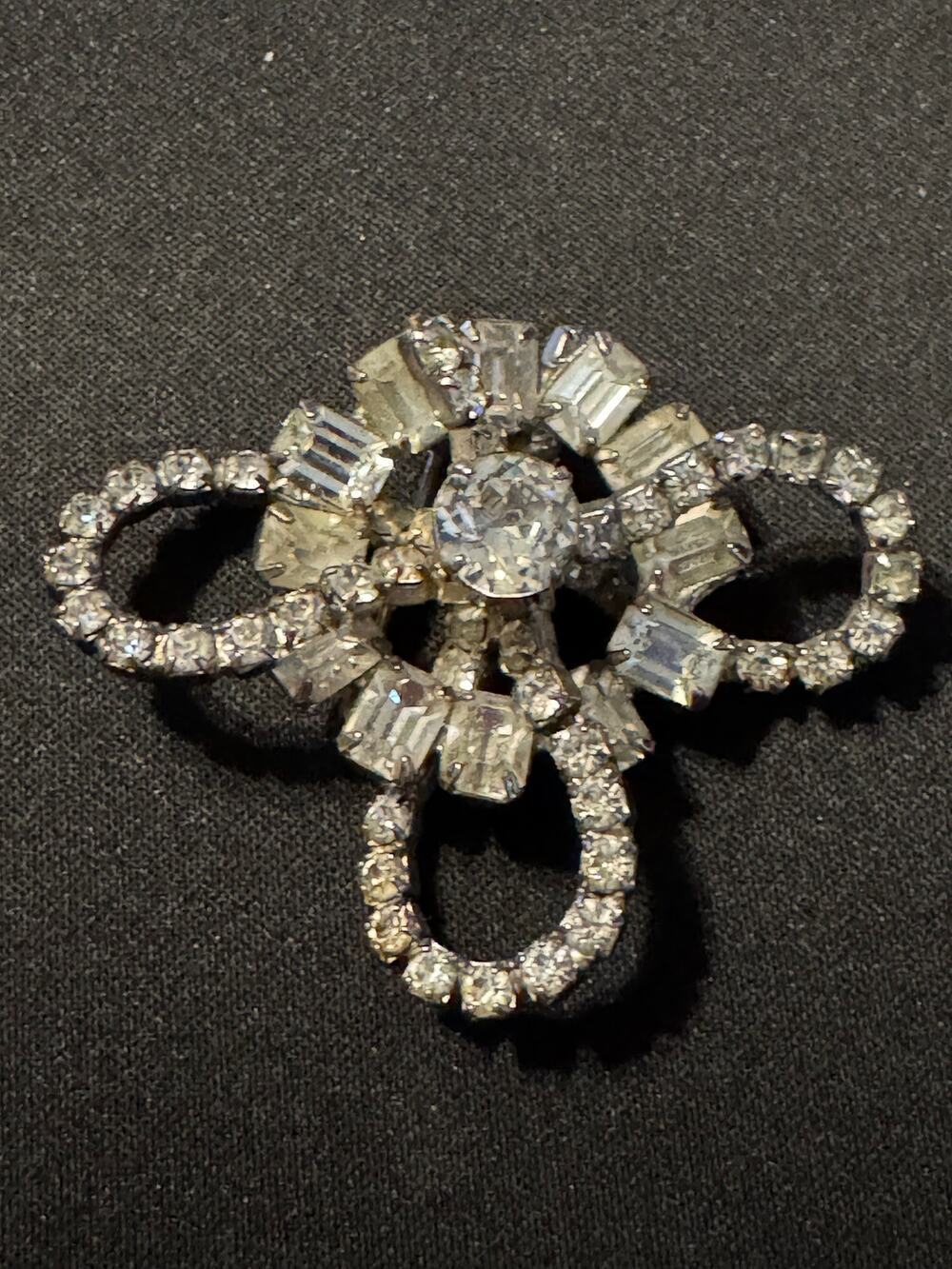 Vintage Kramer of New York 1950's Bow Rhinestone Brooch